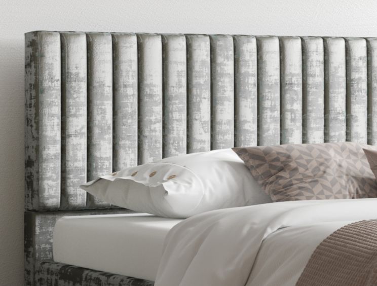 Naples Ottoman Distressed Velvet Platinum Bed Frame Only