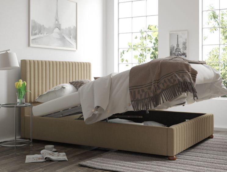 Naples Ottoman Eire Linen Natural Compact Double Bed Frame Only