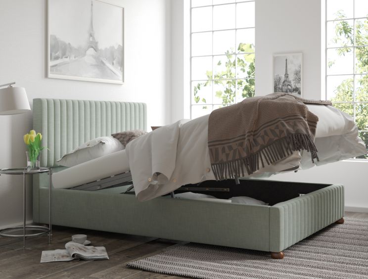 Naples Ottoman Pastel Cotton Storm Compact Double Bed Frame Only