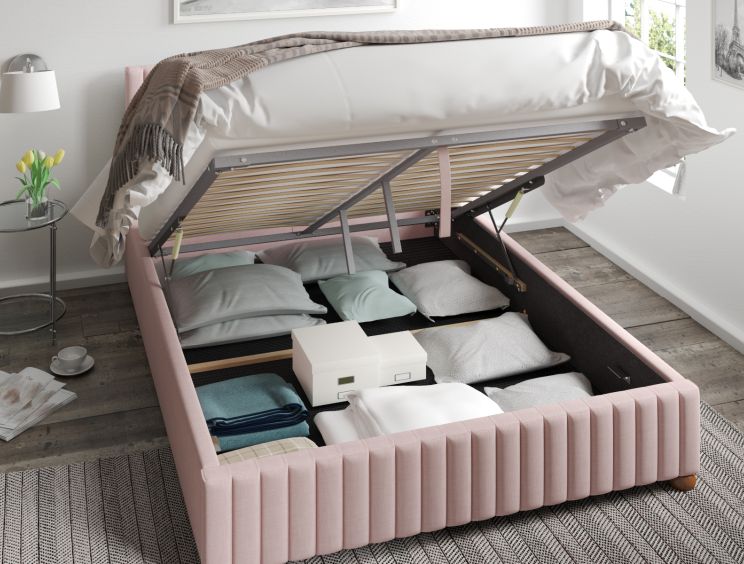 Naples Ottoman Pastel Cotton Tea Rose Single Bed Frame Only