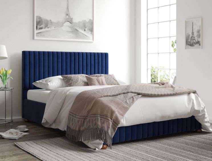 Naples Ottoman Plush Velvet Ochre Super King Size Bed Frame Only