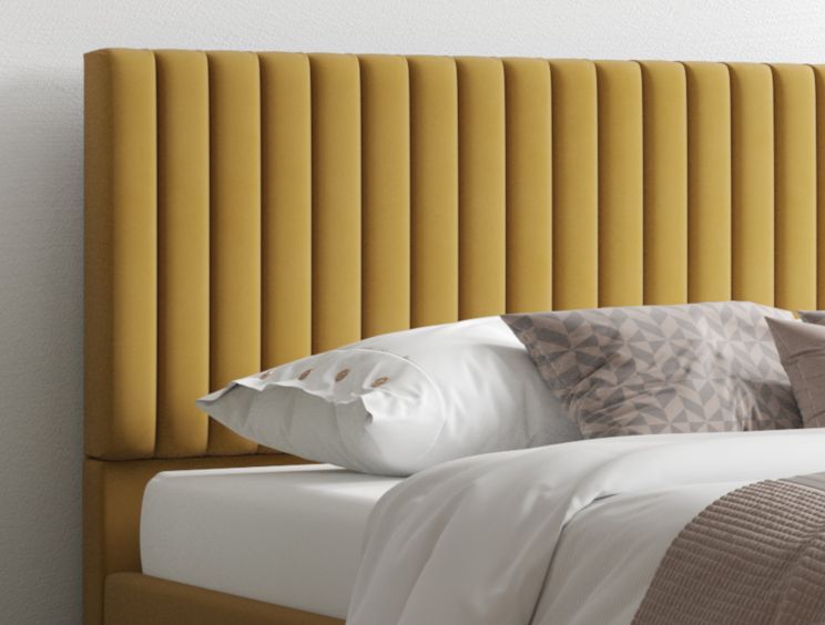 Naples Ottoman Plush Velvet Ochre Single Bed Frame Only