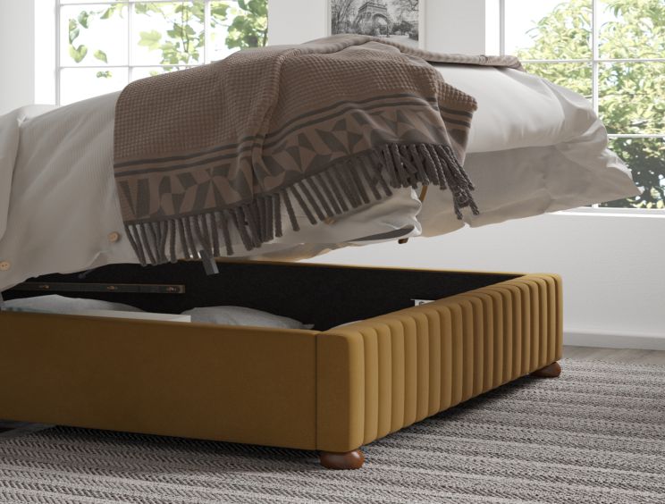 Naples Ottoman Plush Velvet Ochre Single Bed Frame Only