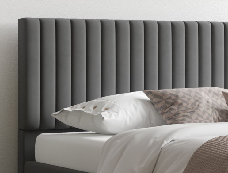 Naples Ottoman Plush Velvet Steel Super King Size Bed Frame Only