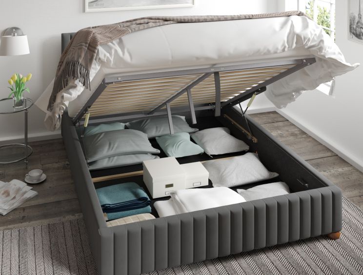 Naples Ottoman Plush Velvet Steel Single Bed Frame Only