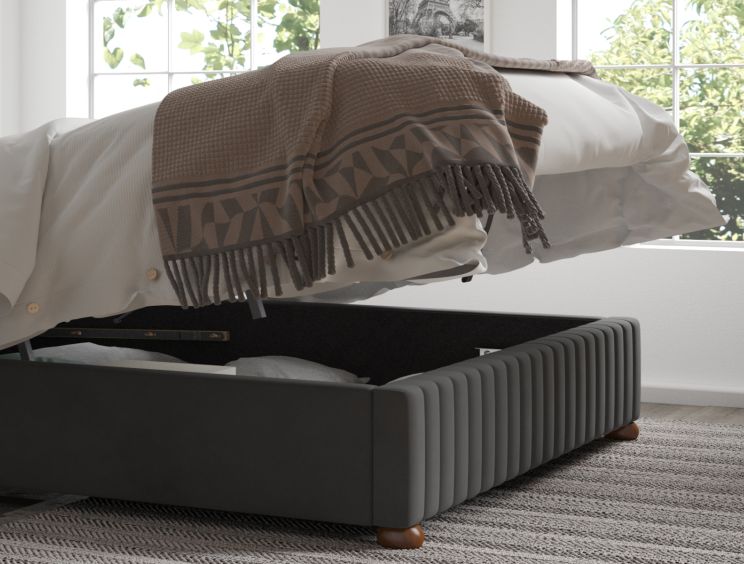 Naples Ottoman Plush Velvet Steel Single Bed Frame Only