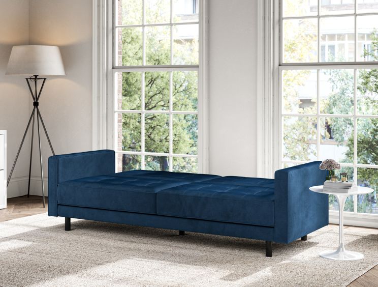 Dark blue store velvet sofa bed