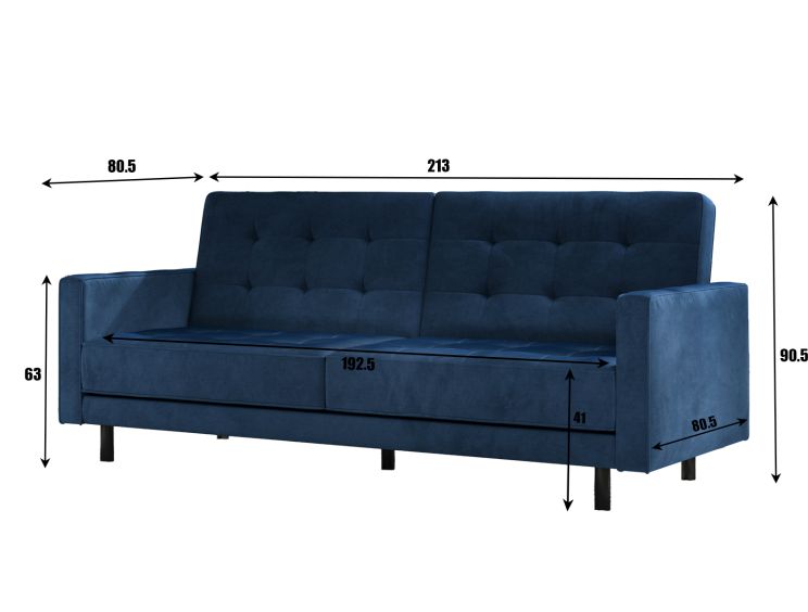 Florence Pocket Rest Blue Velvet Sofa Bed