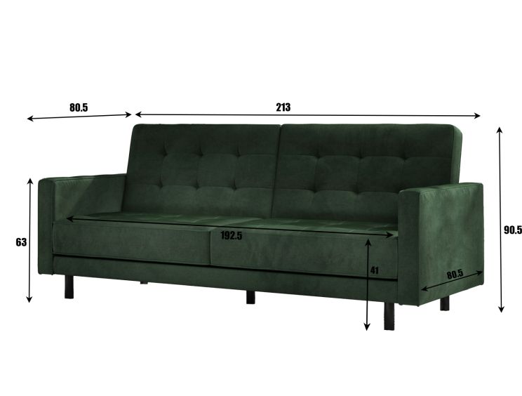 Florence Pocket Rest Green Velvet Sofa Bed