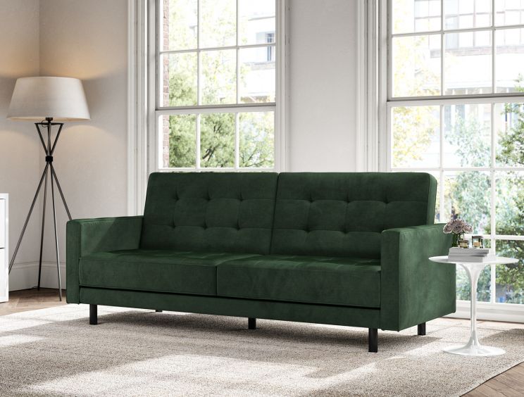 Florence Pocket Rest Green Velvet Sofa Bed