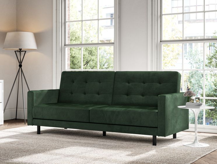 Florence Pocket Rest Green Velvet Sofa Bed