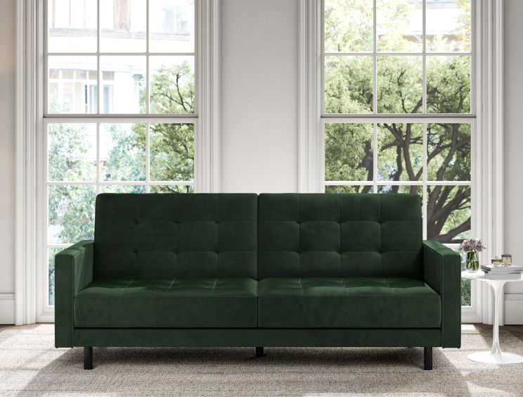 Florence Pocket Rest Green Velvet Sofa Bed