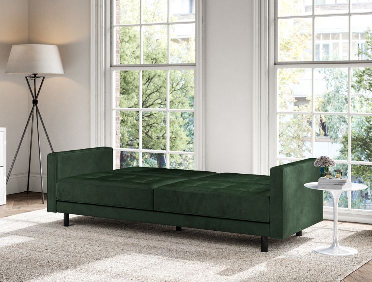 Florence Pocket Rest Green Velvet Sofa Bed