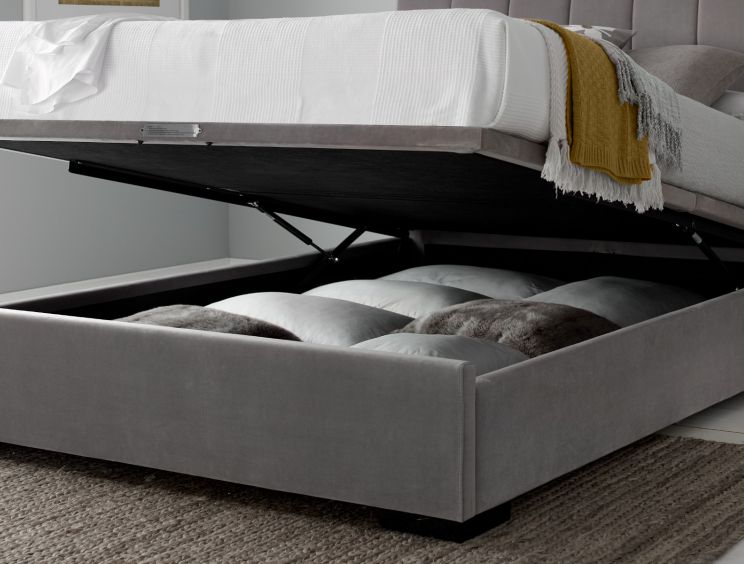 Frances Grey Velvet Upholstered Ottoman, Is An Ottoman Bed Worth It