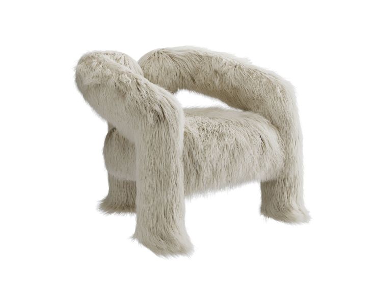 Montrose Ivory Faux Mongolian Fur Upholstered Accent Chair