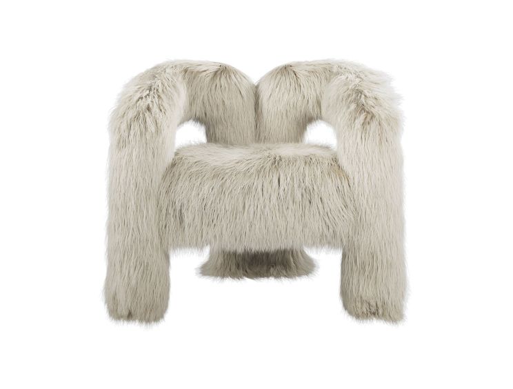 Montrose Ivory Faux Mongolian Fur Upholstered Accent Chair