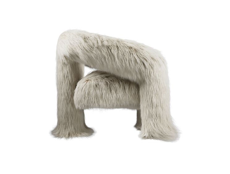 Montrose Ivory Faux Mongolian Fur Upholstered Accent Chair