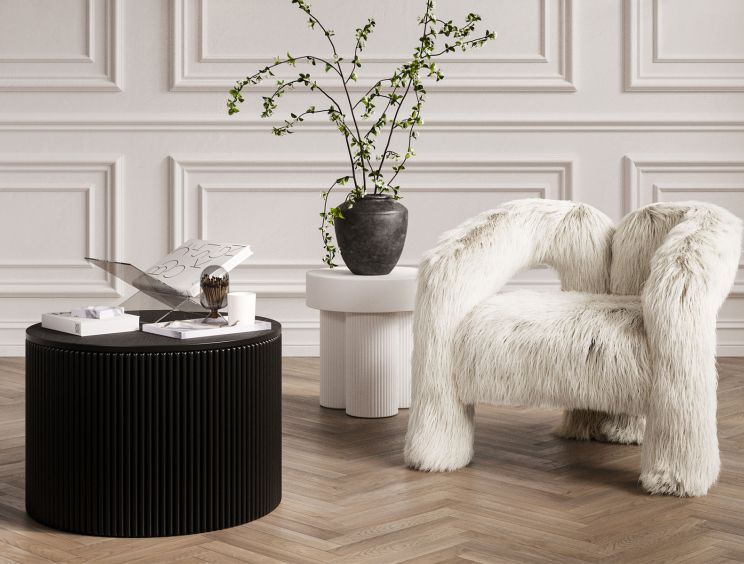 Montrose Ivory Faux Mongolian Fur Upholstered Accent Chair