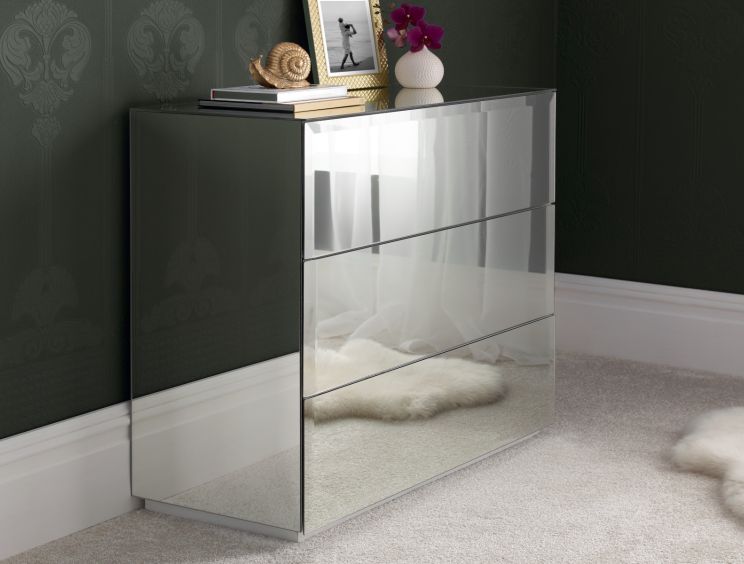 Linea 3 Drawer Mirrored Chest