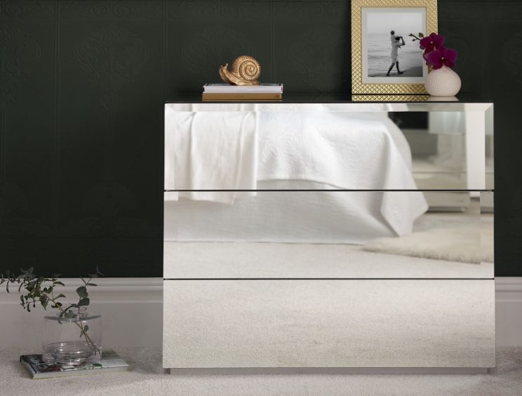 Linea 3 Drawer Mirrored Chest