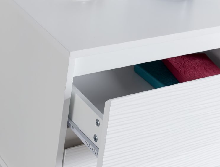 Fusion 2 Drawer Bedside White With Stainless Steel Feet