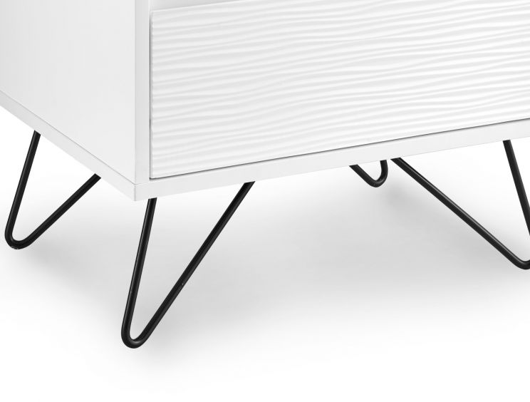 Fusion 2 Drawer Bedside White With Black Feet