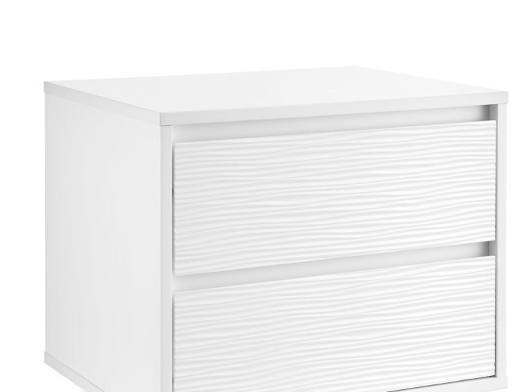 Fusion 2 Drawer Bedside White With Stainless Steel Feet