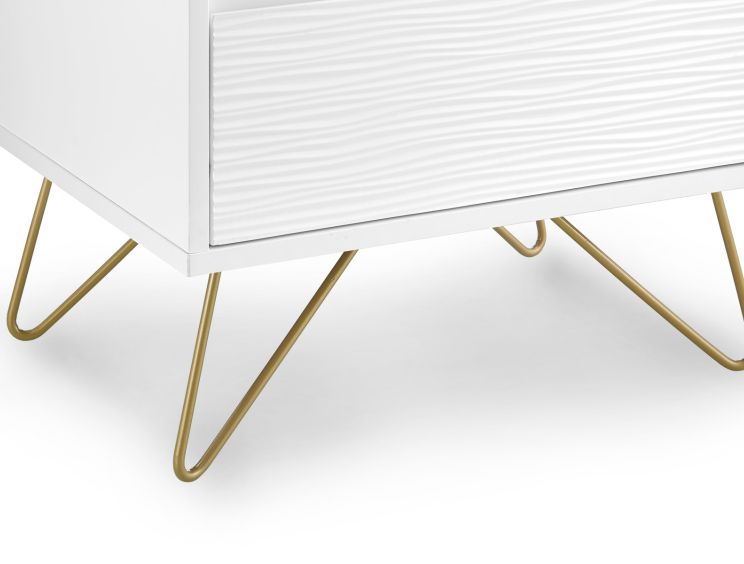 Fusion 2 Drawer Bedside White With Brass Feet