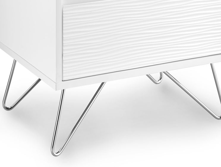 Fusion 2 Drawer Bedside White With Stainless Steel Feet