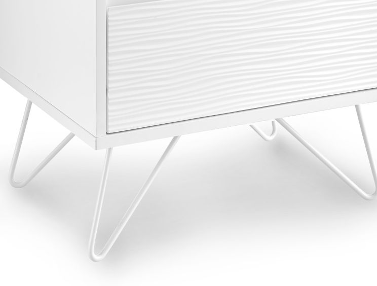 Fusion 2 Drawer Bedside White With White Feet