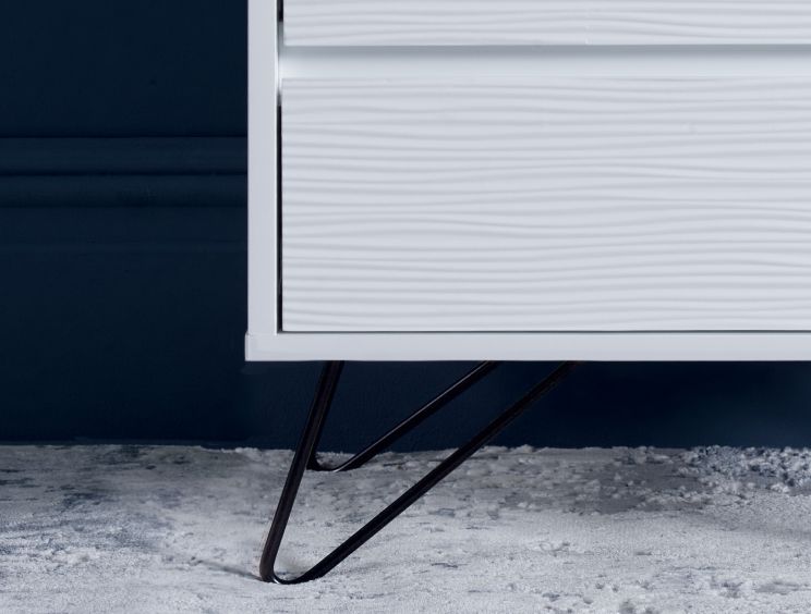 Fusion 2 Drawer Bedside White With Black Feet