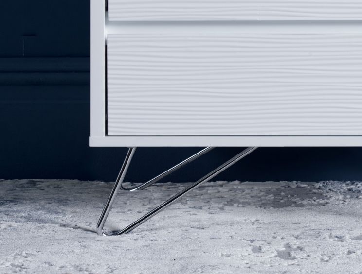 Fusion 2 Drawer Bedside White With Stainless Steel Feet