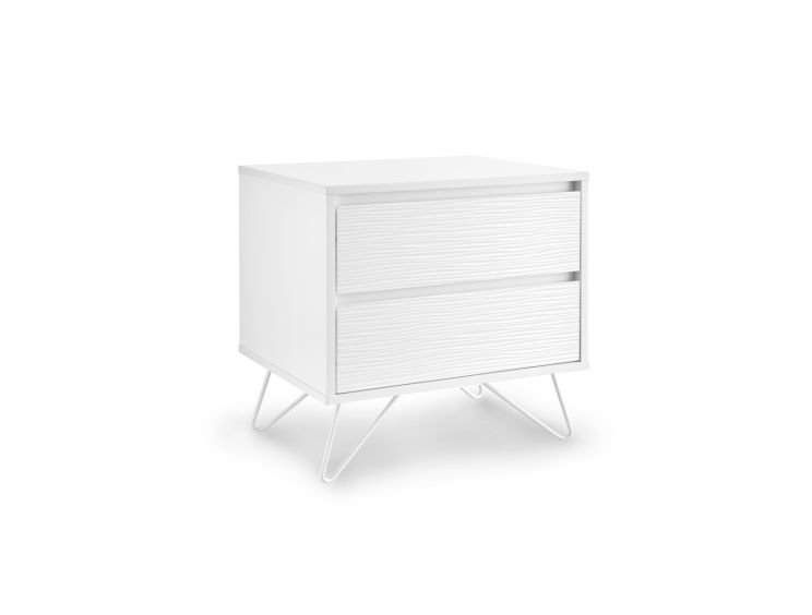 Fusion 2 Drawer Bedside White With White Feet