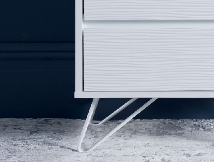 Fusion 2 Drawer Bedside White With White Feet