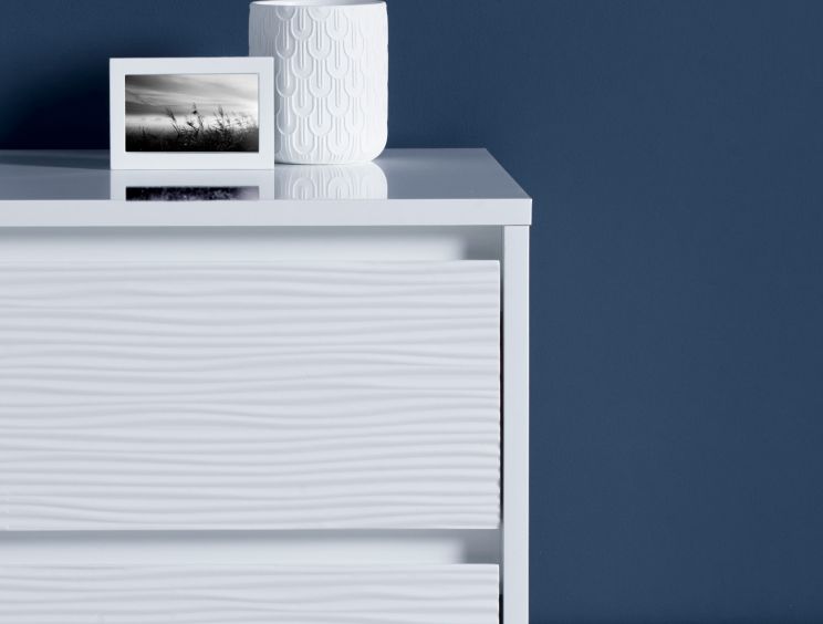 Fusion 2 Drawer Bedside White With Stainless Steel Feet