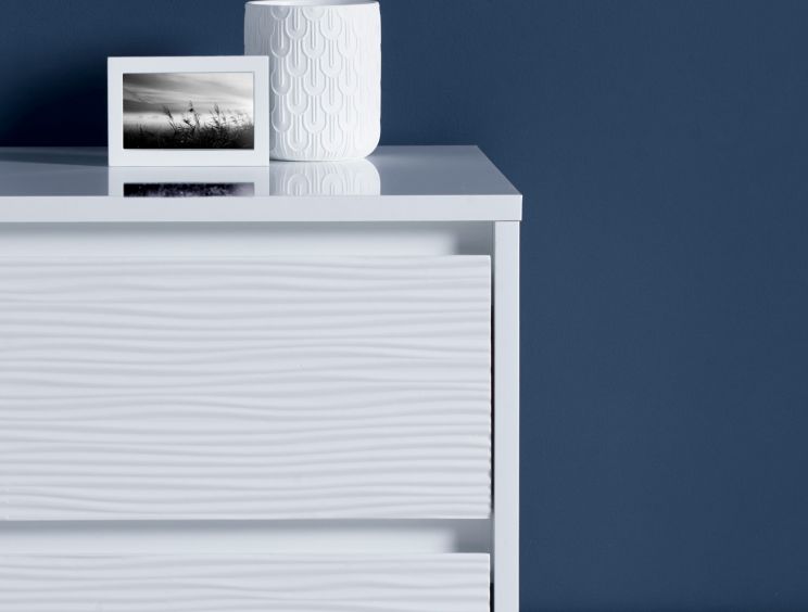 Fusion 2 Drawer Bedside White With White Feet