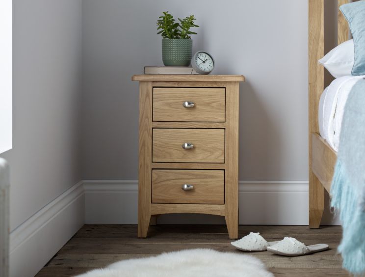 Gainsborough Light Oak 3 Drawer Bedside Cabinet Time4sleep