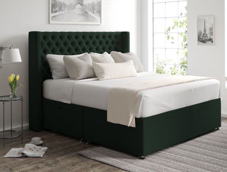 Bella Ottoman Gatsby Forest Headboard and Base Only