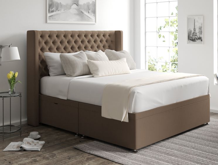 Bella Ottoman Gatsby Taupe Headboard and Base Only