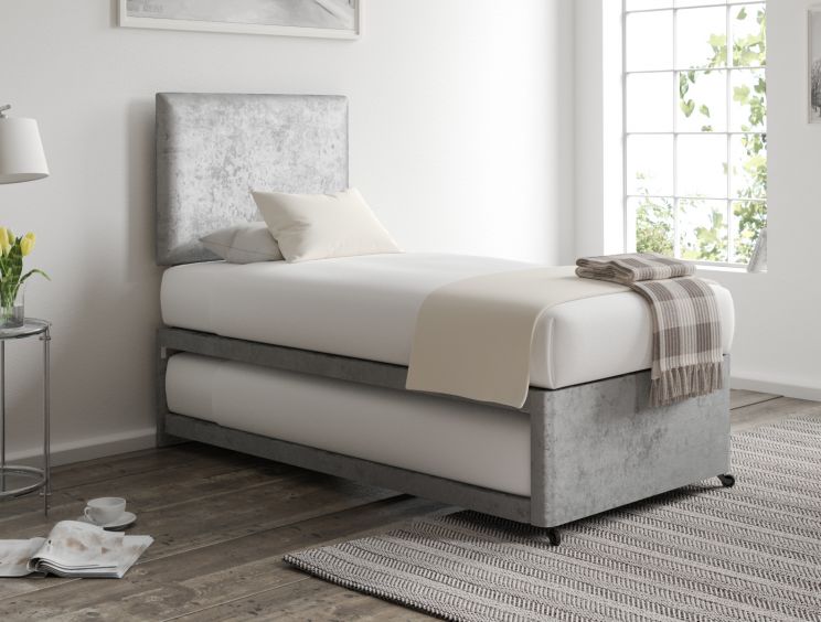 Cheltenham Glitz Silver Upholstered Guest Bed With Mattresses