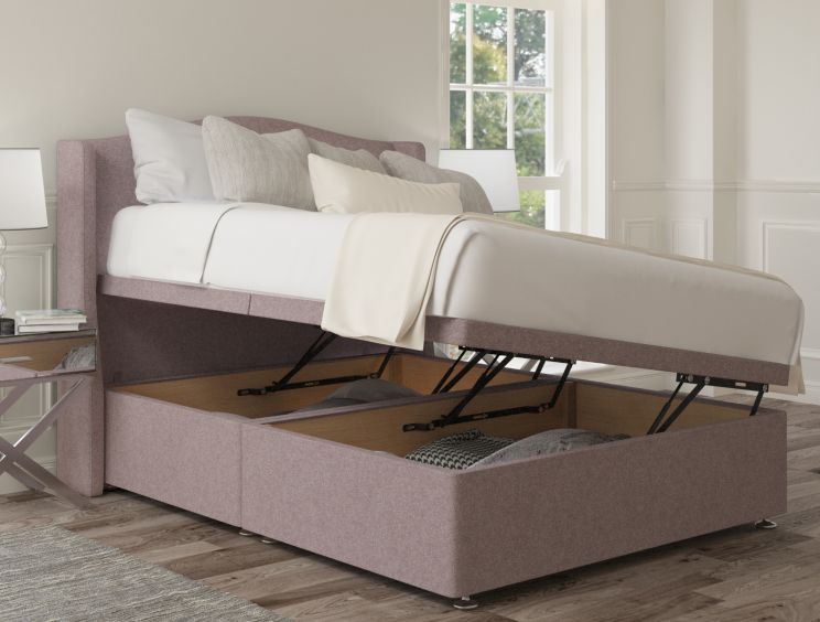 Mabel Ottoman Double Gouache Raspberry Headboard & Base