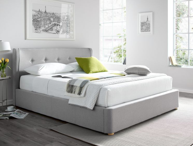 Rhapsody Wolf Grey Upholstered Ottoman, Grey Upholstered Ottoman Bed King Size
