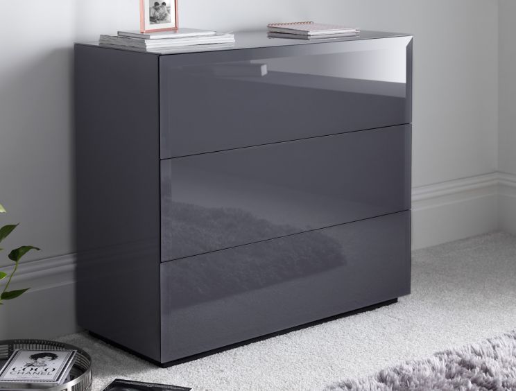 Linea 3 Drawer Grey Chest