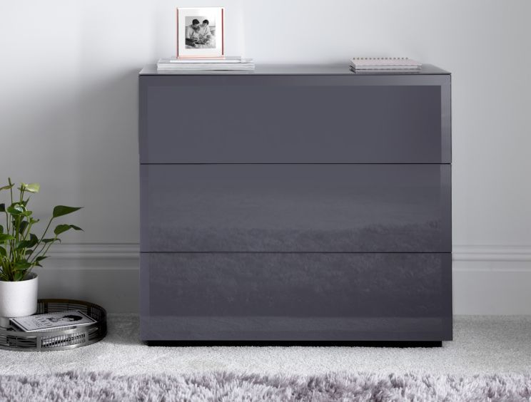 Linea 3 Drawer Chest Grey