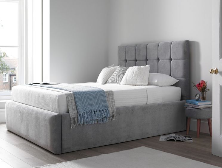 Bromley Naples Silver Upholstered Ottoman King Size Bed Frame Only