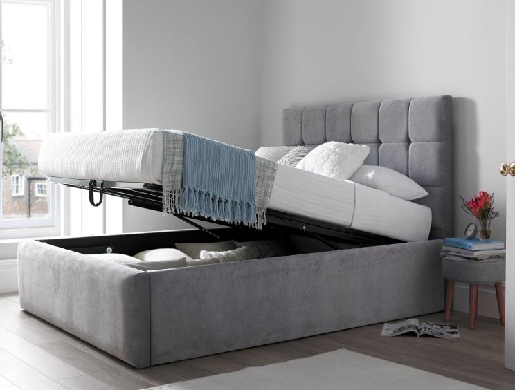 Bromley Naples Silver Upholstered Ottoman Single Bed Frame Only