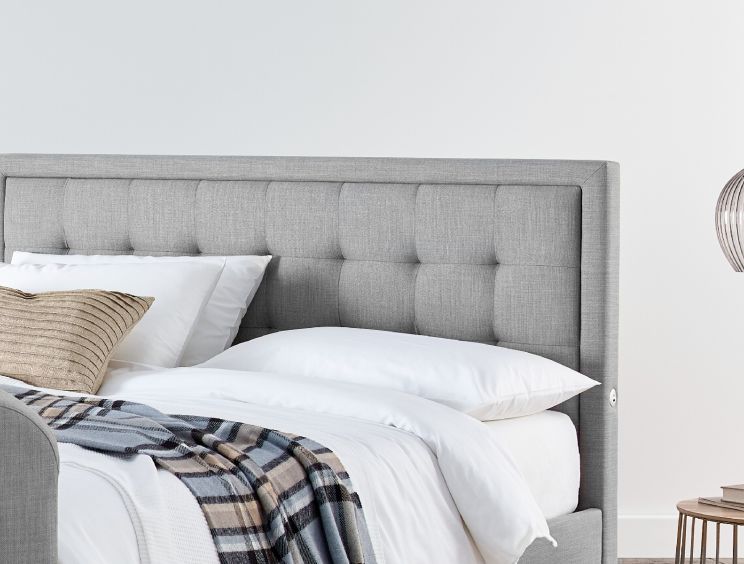 Carmel Ottoman Mid Grey Upholstered King Size TV Bed Frame