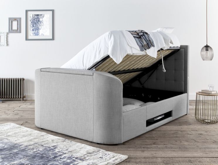 Carmel Mid Grey Upholstered Ottoman TV Bed Frame Only