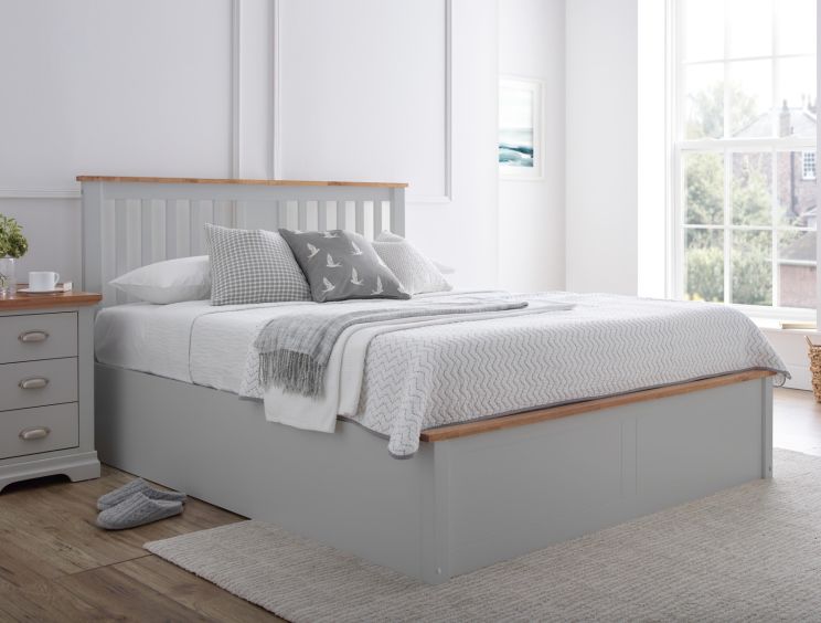 Verona Ottoman Bed - Grey - King Size Bed Frame Only