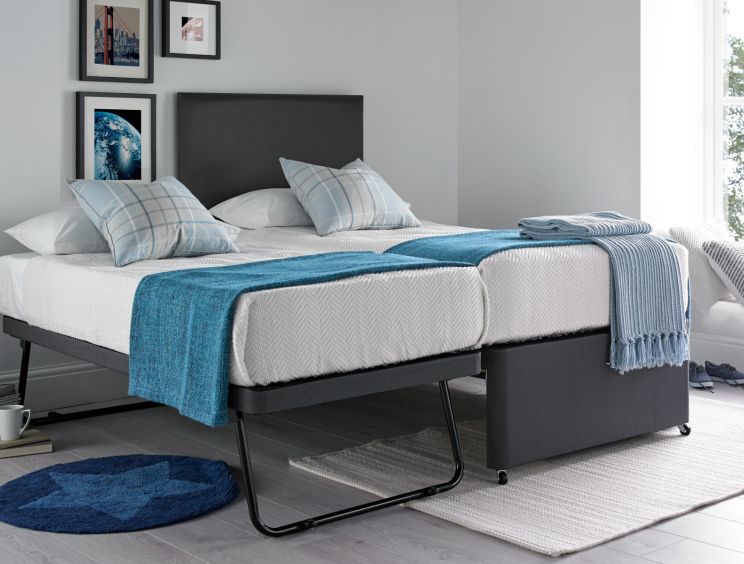 Ellesmere Linoso Charcoal Upholstered Guest Bed Including Mattresses